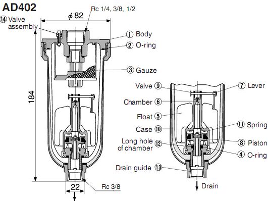 SMC自動(dòng)排水器 AD402排水器